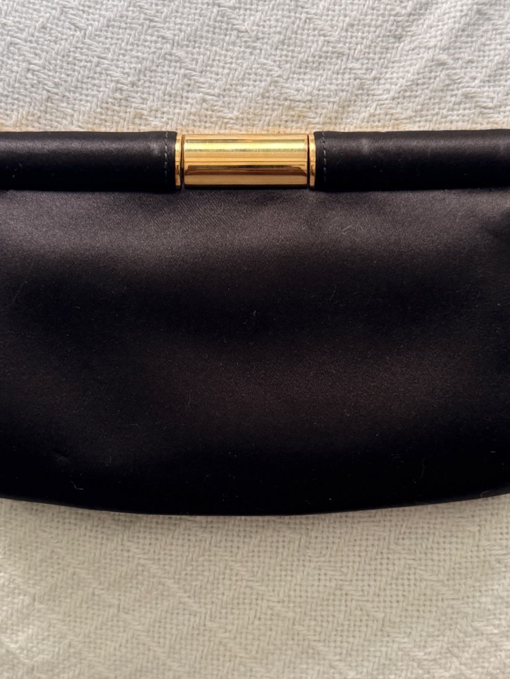 DOLCE & GABBANA Black satin clutch with gold finishings #85